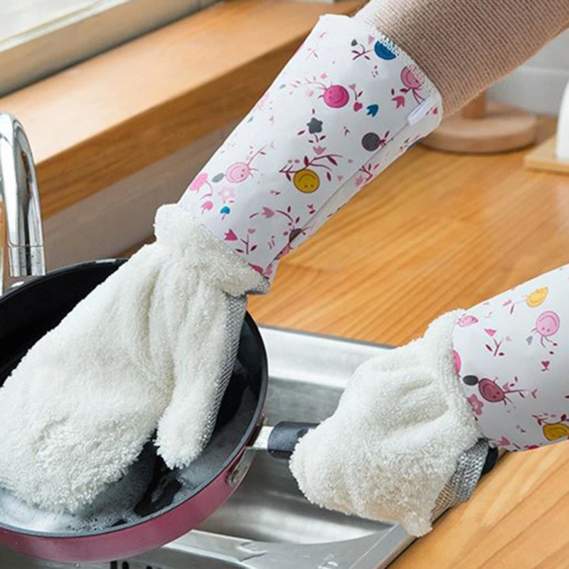 Пищевые полиэфирные перчатки для мытья посуды толстые прочные удобные