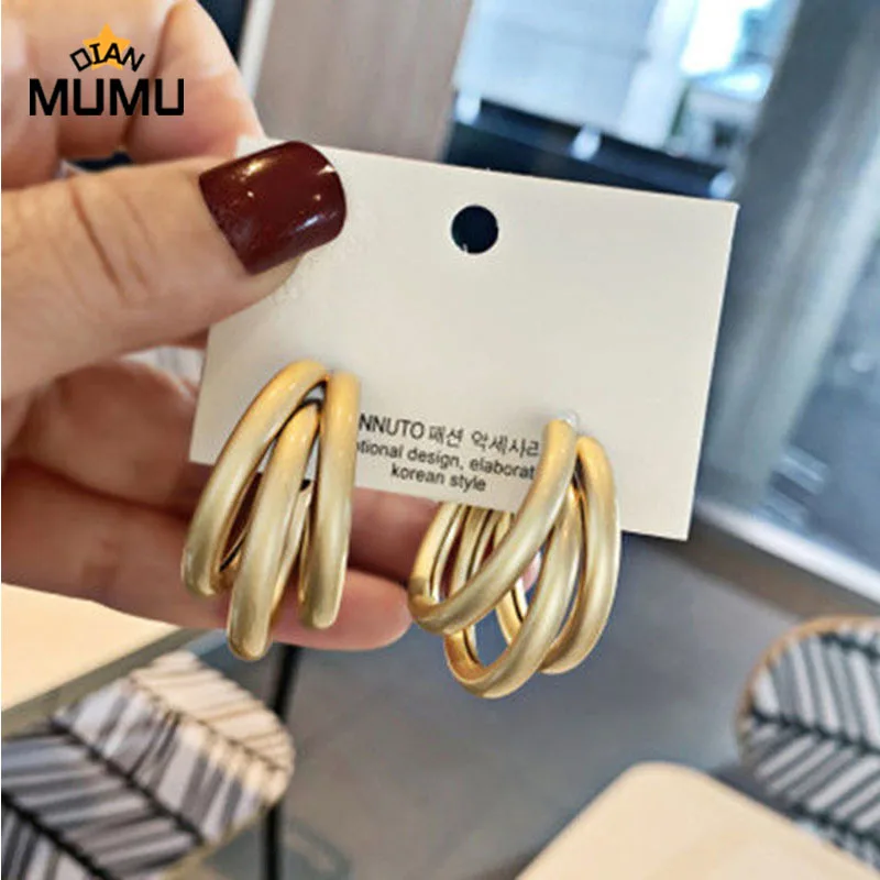 

Matte Metal Earrings Minimalist Gold Silver color Circle Geometric Round Earrings for Women Girl Wedding Party Jewelry
