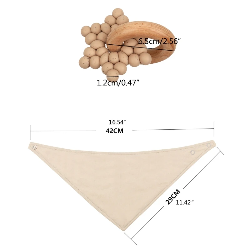 

4 Pcs Baby Birthday Gift Cotton Bibs Pacifier Chain Clips Suit Toys With Box Set DXAD