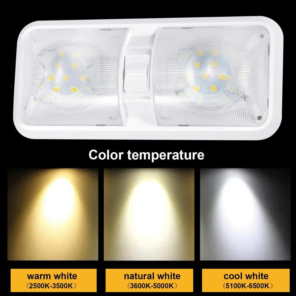 Kohree 2 упаковки 12 В светодиодный потолочный купольный светильник RV Внутреннее