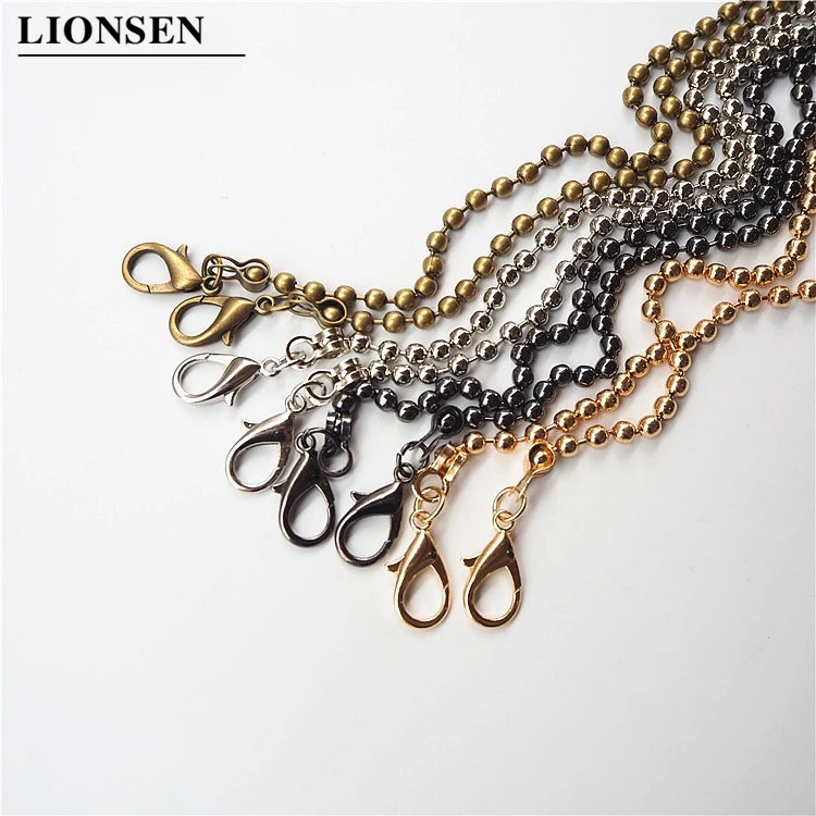 Lionsen 120cm Ball Replacement Chain Strap Metal link Clasp Purse Chain Bag Handle Shoulder Cross Body Handbags Chain Strap