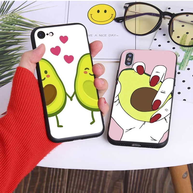 Cute Avocado Food Pattern Funny Tropical Girls cactus Soft Silicone Phone Case for iPhone X XS MAX XR 7 8 6 6S plus 5S SE |