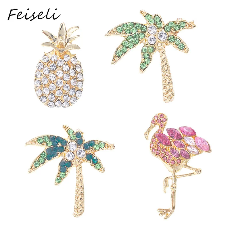 Feiseli креативный сплав мультфильм ананас Кристалл Брошь для женщин кокосовое