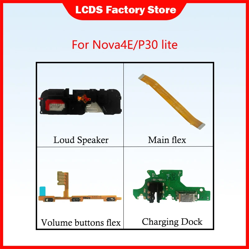 

Гибкий кабель для зарядного порта Huawei P30 Lite, док-станция для кнопки включения и громкости Nova4e, гибкий кабель, громкий динамик, сканер отпечат...