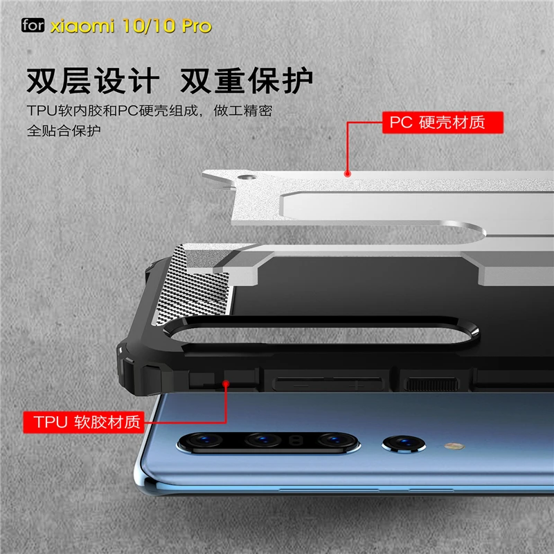 

For Xiaomi Mi 10 Case For Xiaomi Mi 10 Cover Shockproof Heavy Duty Armor Hybrid Protective Coque Cover For Xiaomi Mi 10 Pro Case
