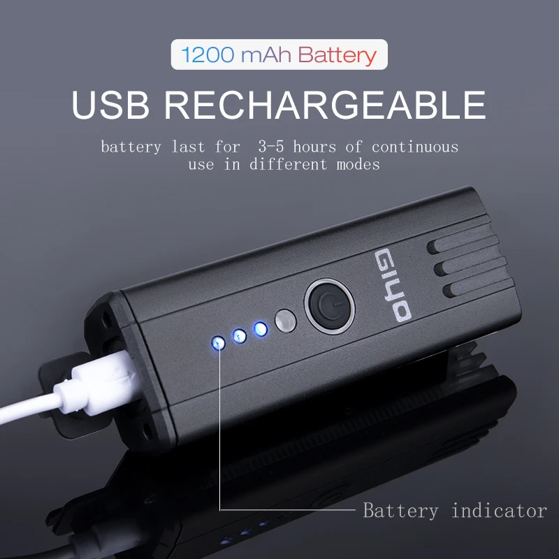 Фонарь велосипедный GIYO перезаряжаемый водонепроницаемый USB |