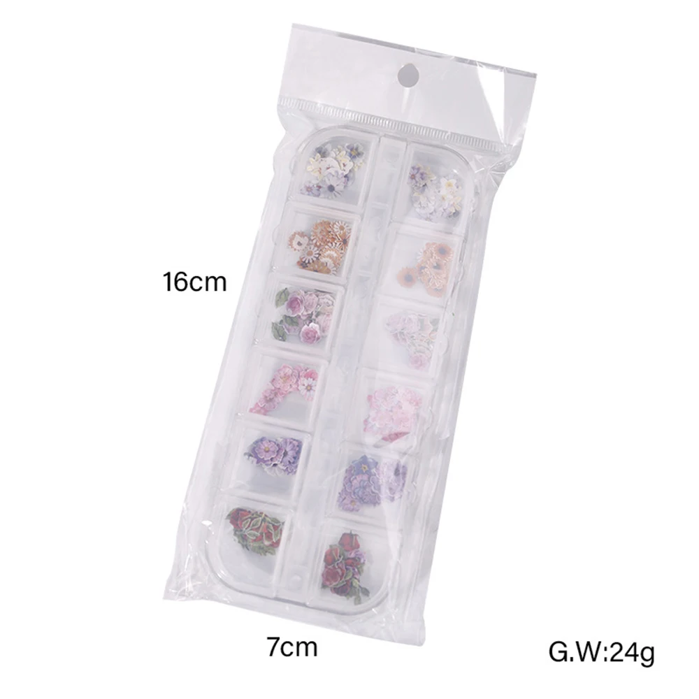 

1Box 3D Mix Maple Leaf Christmas Wood Pulp Nail Flakes Emulation Butterfly Colorful Flowers Nail Art Sequins Manicure Decoration