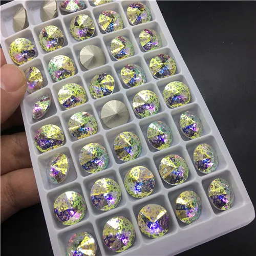 TopStone K9 Crystal Patina Colors 12mm 14mm Rivoli Fancy Stone Round Rhinestone Quality Jewelry Making | Дом и сад