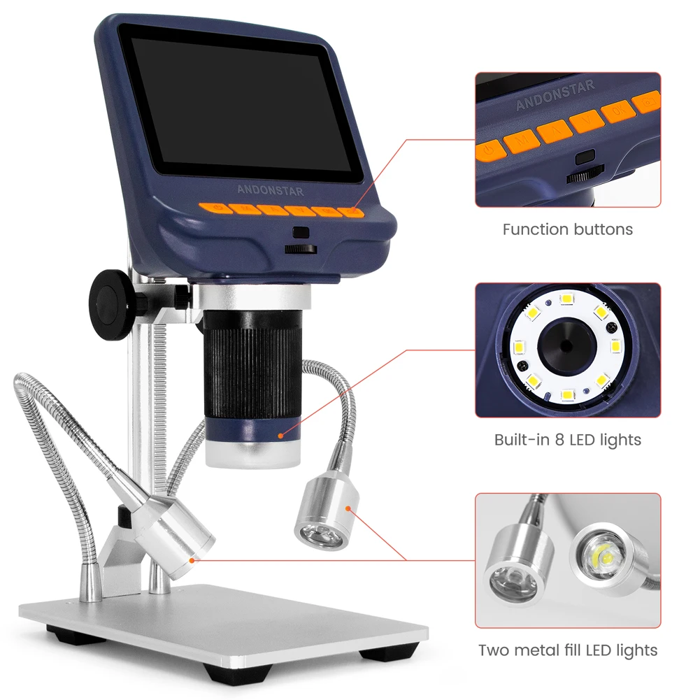 Andonstar-microscopio Digital USB con pantalla para reparación de teléfono, herramienta de soldadura BGA SMT, para joyería, uso biológico, regalo para niños