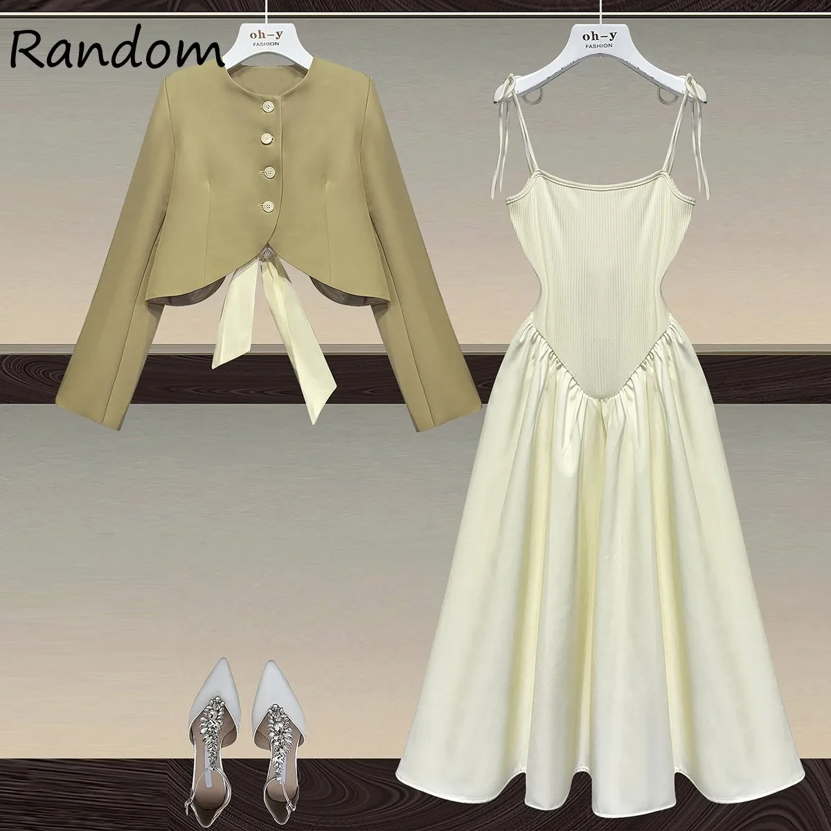 

Женский осенне-зимний костюм из двух предметов, куртка с бантом, укороченный топ и сарафан, однотонная Милая одежда для улицы, 2021