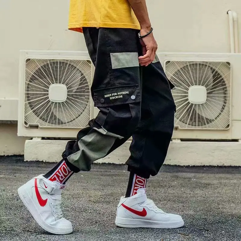 

Hip Hop Streetwear hommes pissure Joggers pantalon mode hommes dcontract Cargo pantalon pantalon haute rue taille lastique H