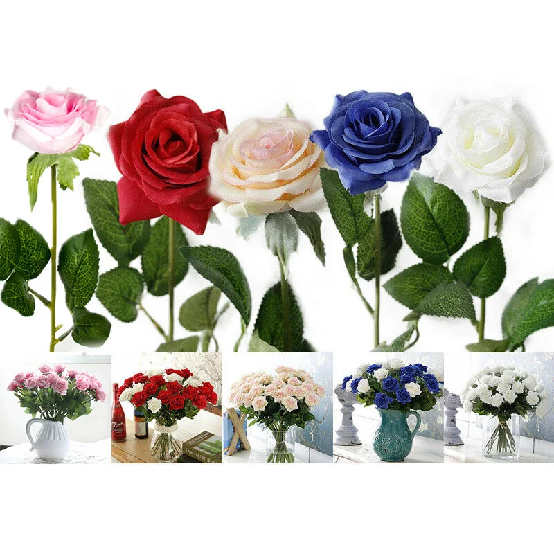 43cm Artificial Silk Rose Flowers Red White Champagne Blue Pink Color Fake Flower for Home Party DIY Decoration | Дом и сад