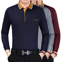 wholesales classic plain cotton v neck long sleeve t shirts polo shirts for men