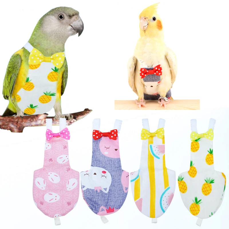 

Parrot Diaper with Bowtie Cute Flight Suit Clothes Small Pet Pigeon Bird Clothes Washable Bird Droppings Pocket
