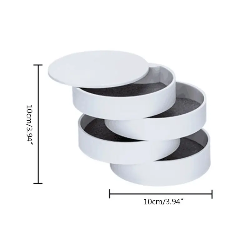 360 градусов поворотный 4 Слои ящик для хранения ювелирных изделий держатель