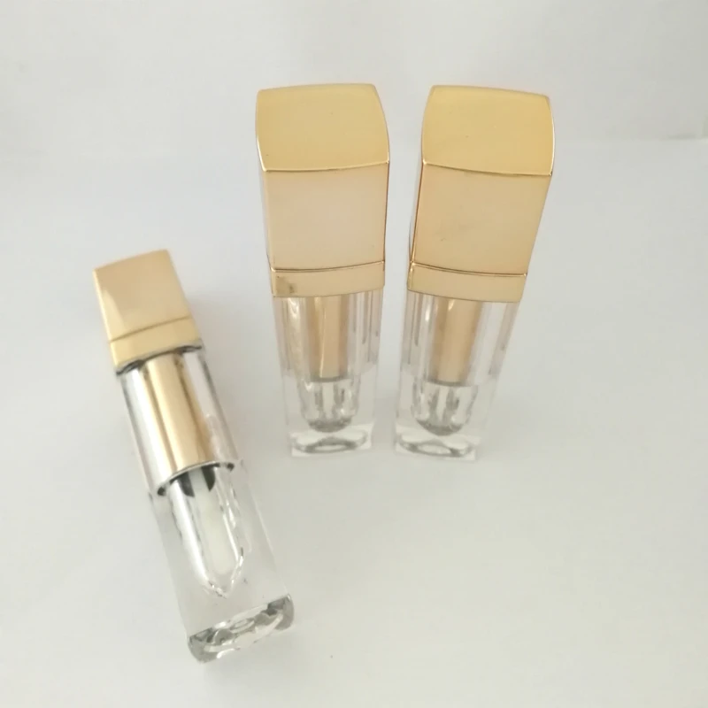 

Wholesale New Gold Square Lip Gloss Bottle Clear Empty Lipgloss Bottle Lip Gloss Refillable Bottles Containers Cosmtic Packaging