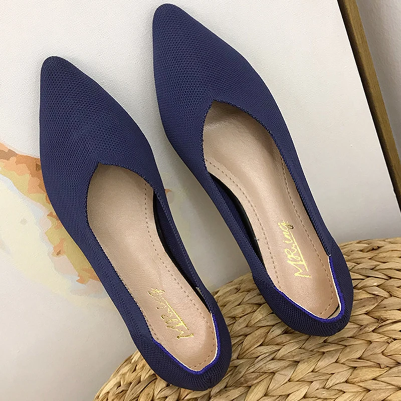 

Балетки женские, летние, тканые, дышащие, с острым носком