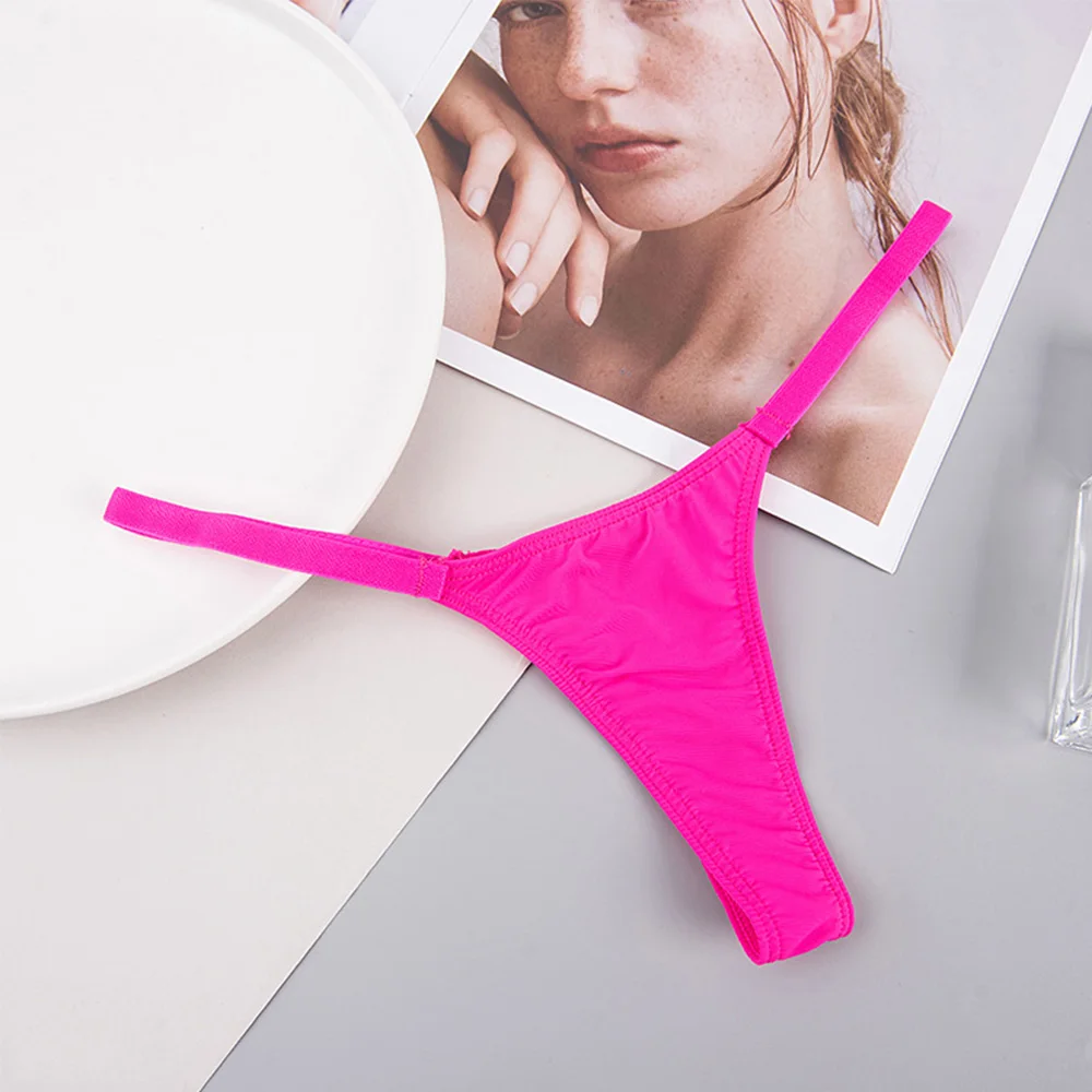 1pc Women's Panties Thong Milk Silk Underwear Sexy Low-Waist T-Back G-string Sexy Lingerie