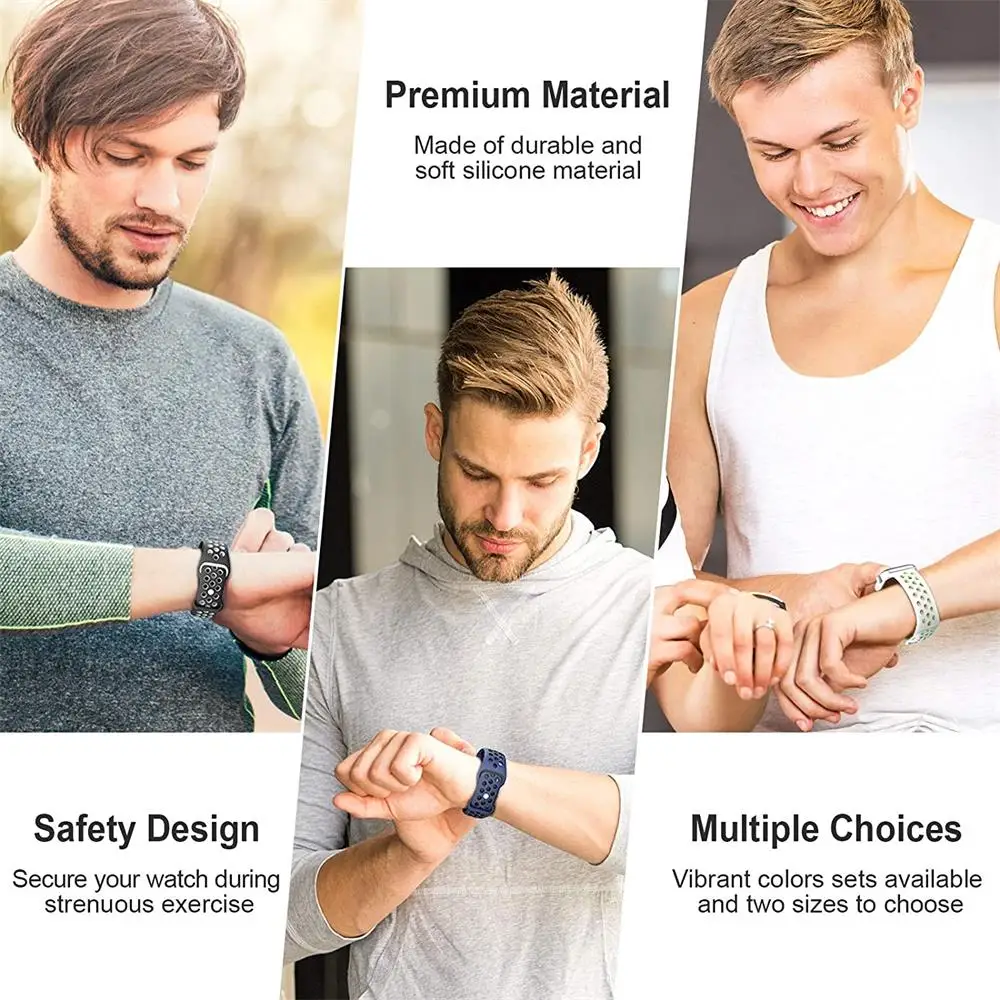 Silicone Strap For Apple Watch band 44mm 40mm 38mm 42mm 44 mm soft Breathable watchband correa bracelet iWatch 3 4 5 6 se band