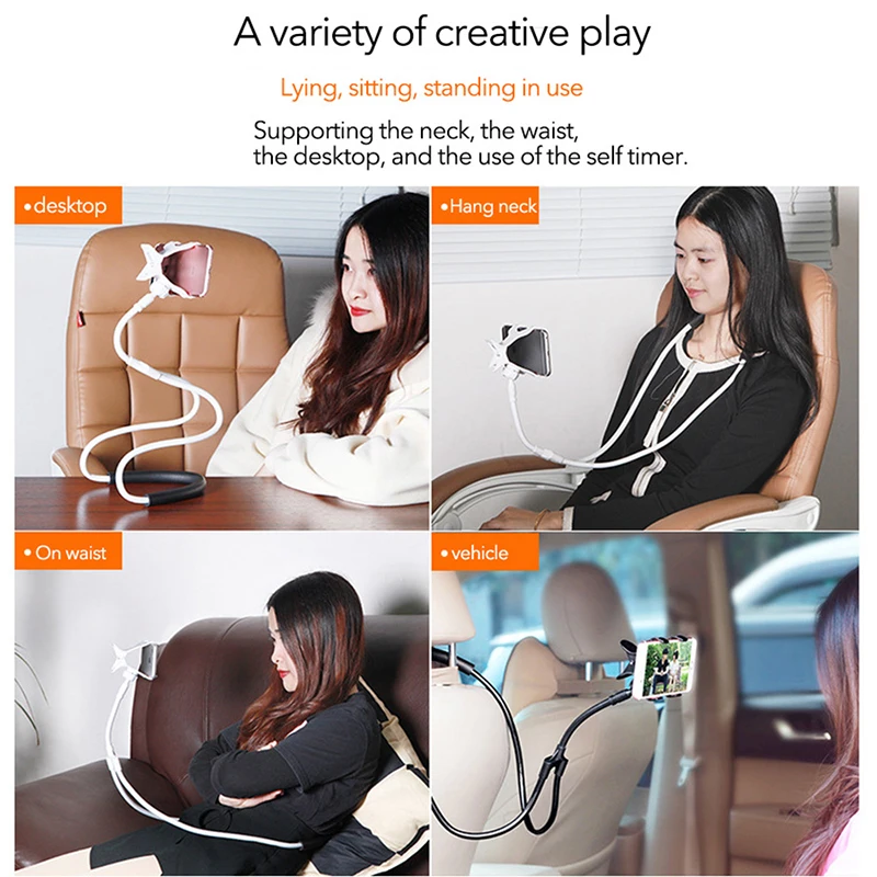 

Hot Flexible Lazy Necklace Bracket Bed 360 Degree Phones Holder Stand Mobile Phone Holder Hanging Neck For iPhone For Huawei