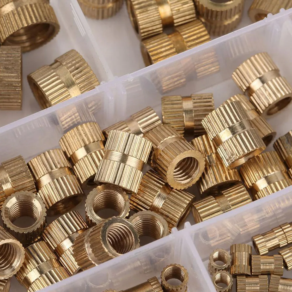 

450Pcs M2-M4 Brass Knurled Nut Round Nut Classification Kit Fastener Set (Golden)