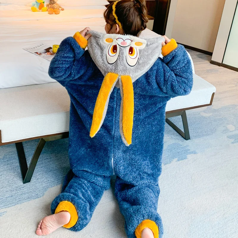 Plush Winter Pajamas Fashion Home Wear Women Sleepwear Cartoon Hooded Coral Velvet Nightgown Plus Size Flannel Nighty Add Fleece