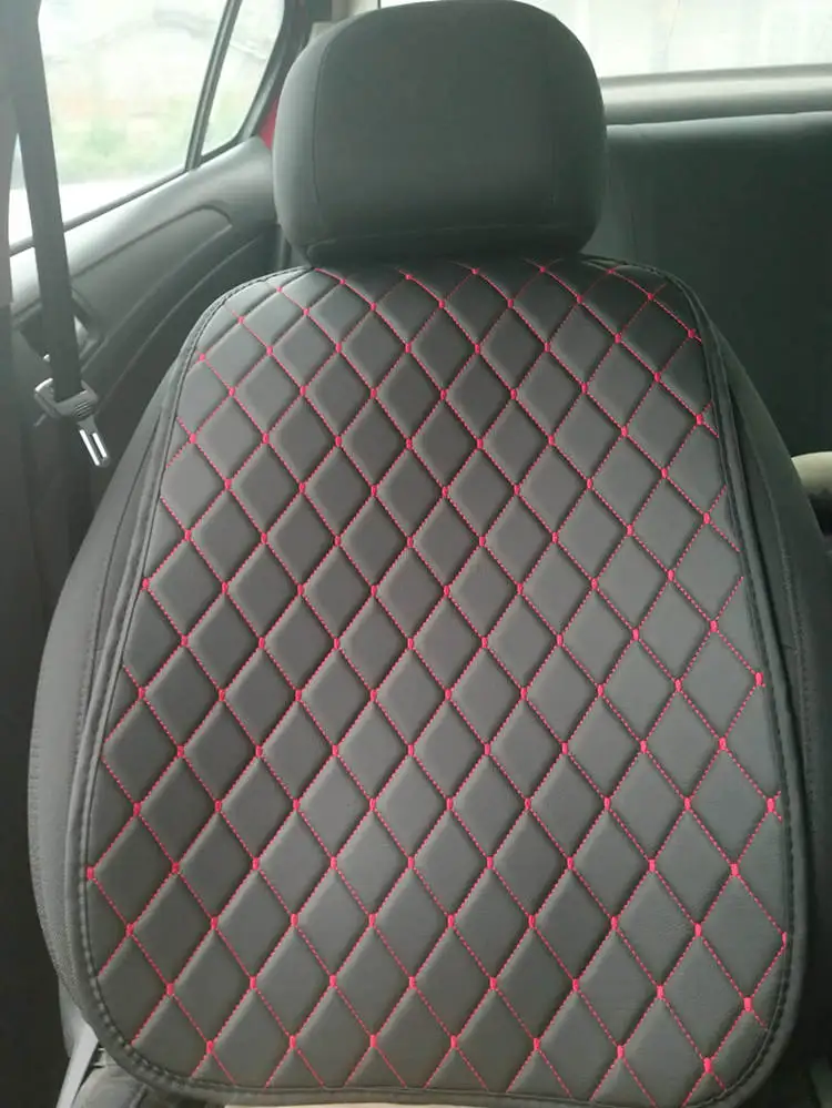 Black red 1Pcs Универсальный кожаный чехол для сиденья автомобиля, подушка для переднего и заднего сиденья, чехол для сиденья для автомобильного кресла, защитный коврик, аксессуары для интерьера - Название цвета: Black red 1Pcs