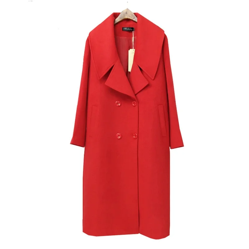 Осенне зимнее женское Шерстяное Пальто свободная верхняя одежда из