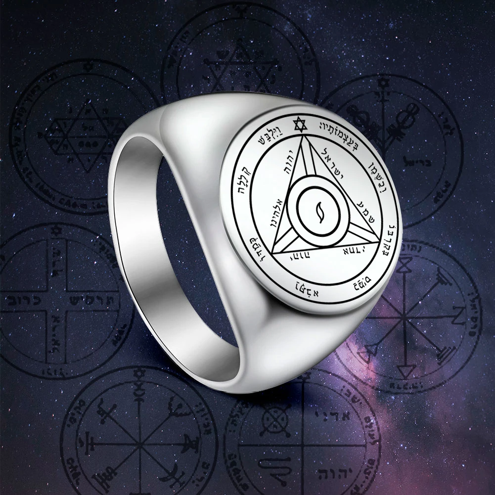

COOLTIME Talismans Key of Solomon Rings for Men Viking Vintage Amulet Pentacles Finger Ring Stainless Steel Jewelry Wholesale