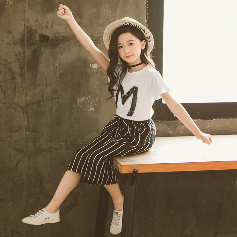 Одежда для девочек подростков Футболка с блестками и надписью Топы короткими