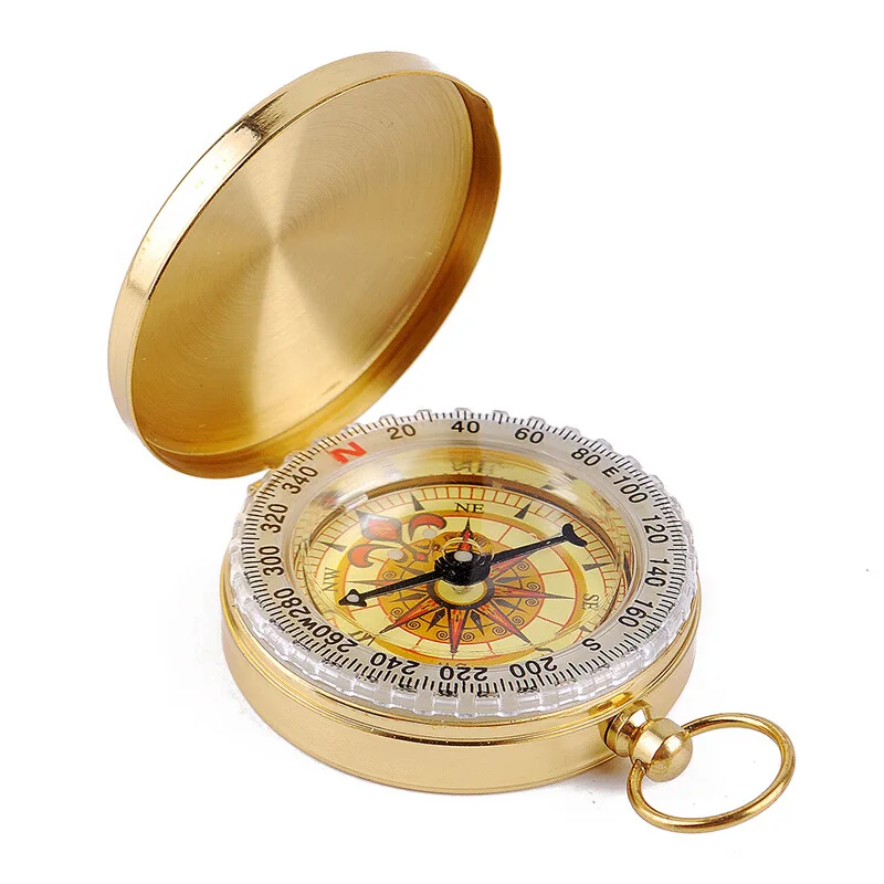 

Pure copper clamshell compass with luminous pocket watch compass portable outdoor multi-function metal measuring ruler tool