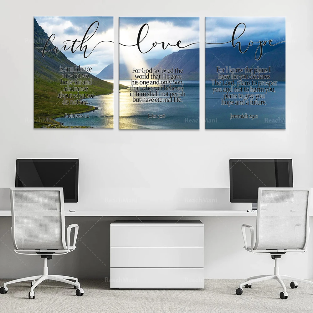 Постер с изображением веры любви надежды евреев 11-1 Джона 3 16 Иеремии 29 11