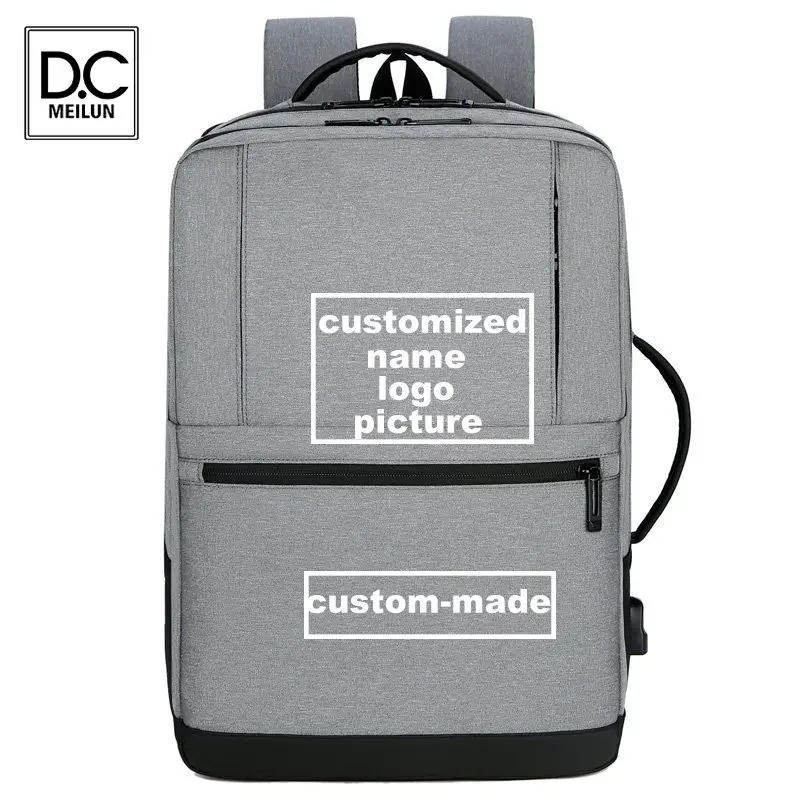 

DC.meilun Customized Logo Bag Multifunctional Casual Oxford Cloth Notebook Backpack USB Charging Waterproof Mochila Hombre