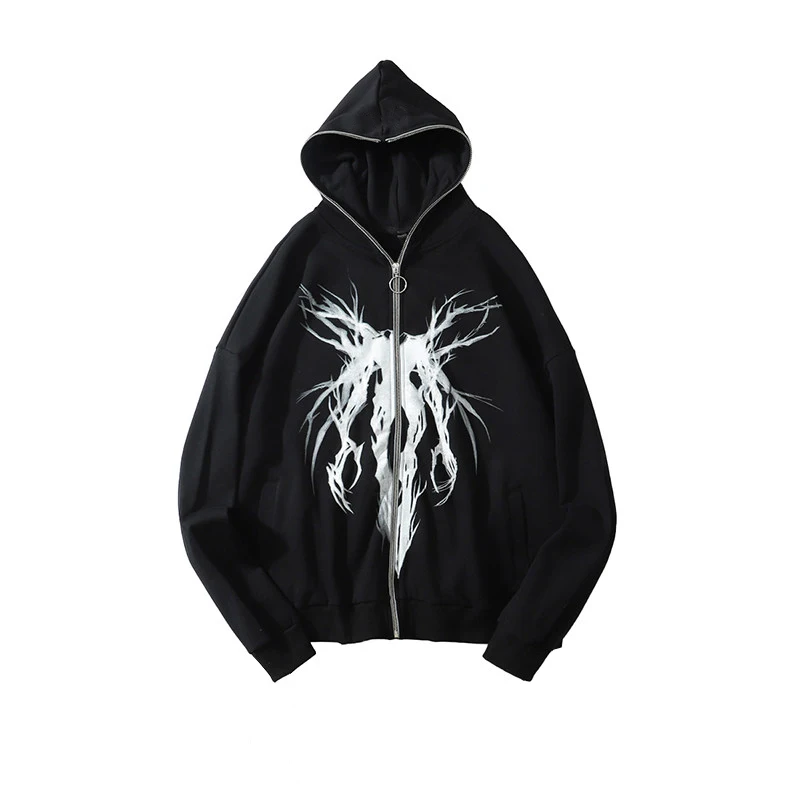 Свитер goth Dark с принтом дьявола Свободный кардиган толстовка куртка оверсайз в