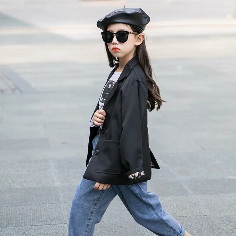 Коллекция 2019 года модный осенний костюм с леопардовым принтом пальто для девочек