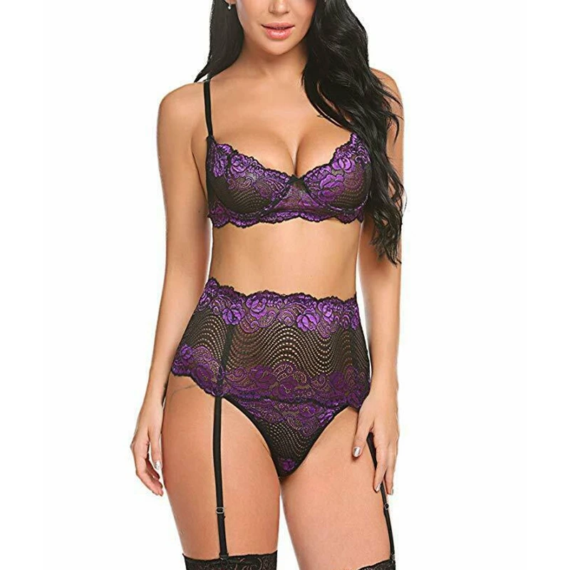 3 шт. сексуальное женское белье кружевной бюстгальтер с v образным вырезом и