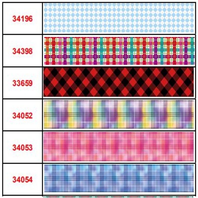 

Free Shipping 16mm-75mm Plaid Series Printed Grosgrain Ribbon /Elastic Band For DIY Hair Tie Gift Wrapping 50 Yards