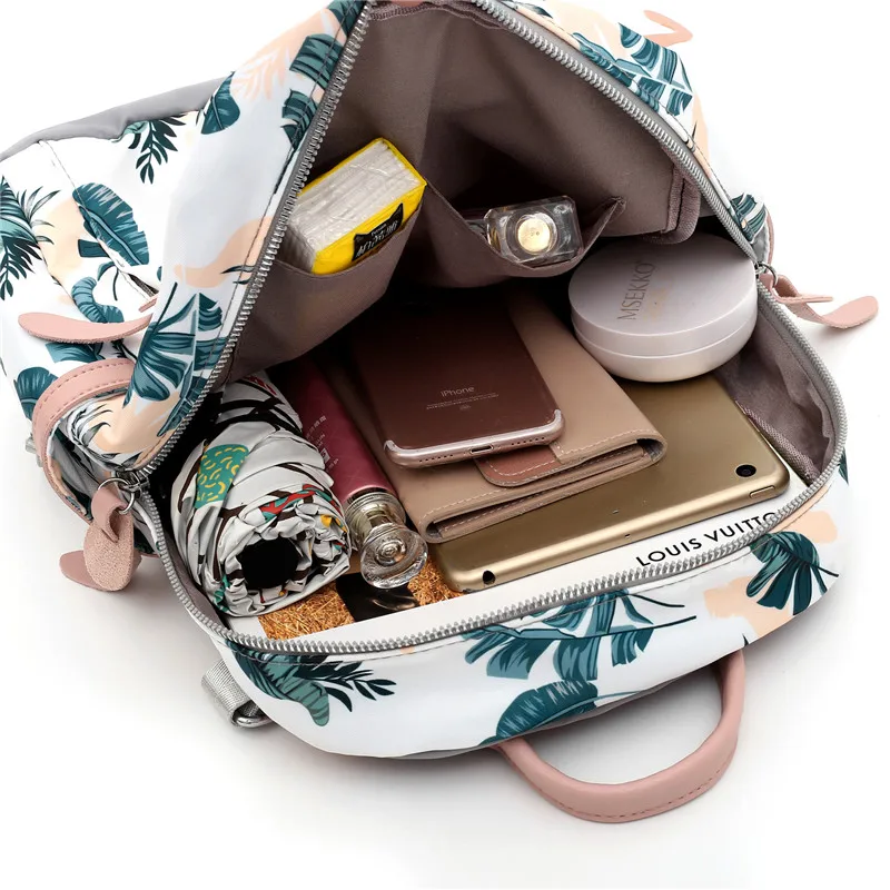 Women Backpack Flower Printing School Backpacks For Teenage Girls Nylon Bookbags Lady Daily Travel sac Shoulder Bags XA511H