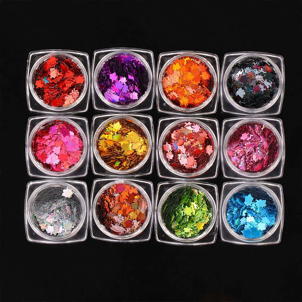 1 коробка кленовый лист блёстки для дизайна ногтей Осенние дизайнерские углы