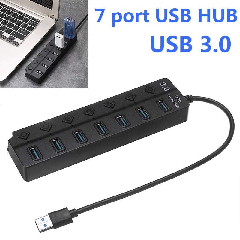 7 портов концентратор USB 3 0 мульти сплиттер внешний удлинитель 5 Гбит/с