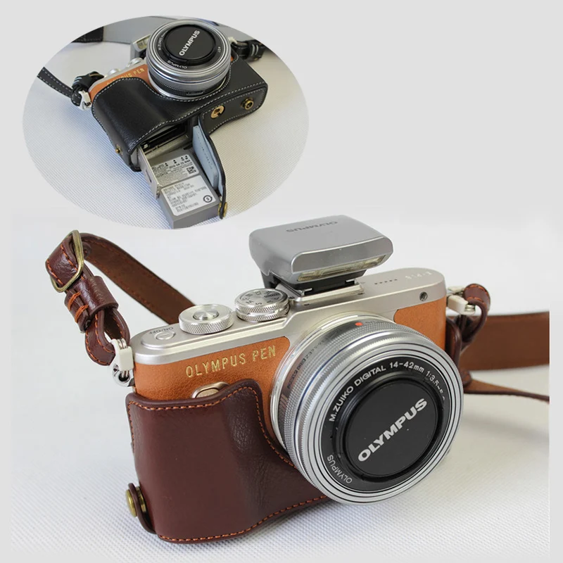 Портативный чехол Половина корпуса камеры из натуральной кожи для Olympus EPL9 EPL8 EPL7