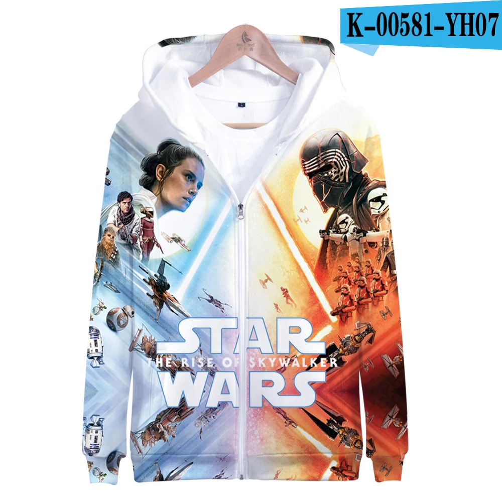 Pictured Star war the rise of skywalker, одежда с 3D принтом, толстовки на молнии, повседневная женская/мужская одежда, горячая распродажа, толстовки на молнии - Цвет: Pictured