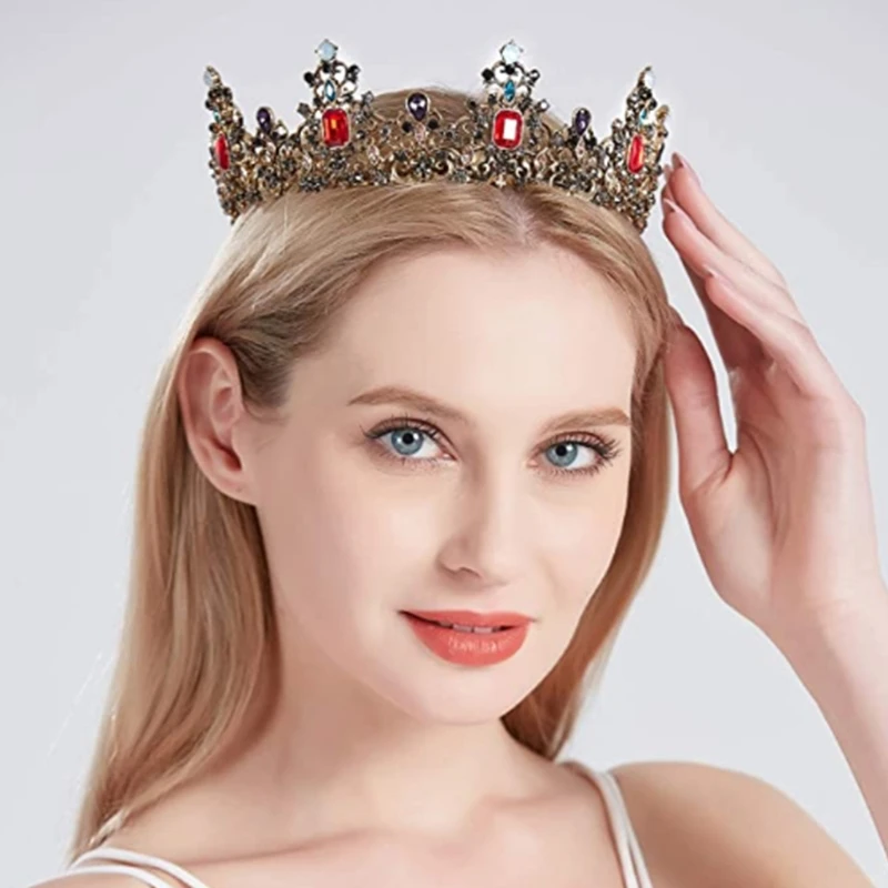 

Baroque Multicolor Rhinestone Crystal Tiara Crown Wedding Bridal Royal Headpiece M7DD