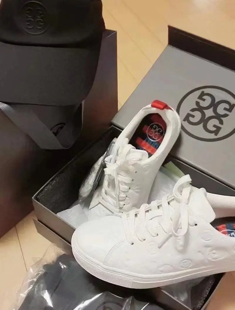 Кроссовки для гольфа G fore мужские с черепом Нескользящие из воловьей кожи белые |