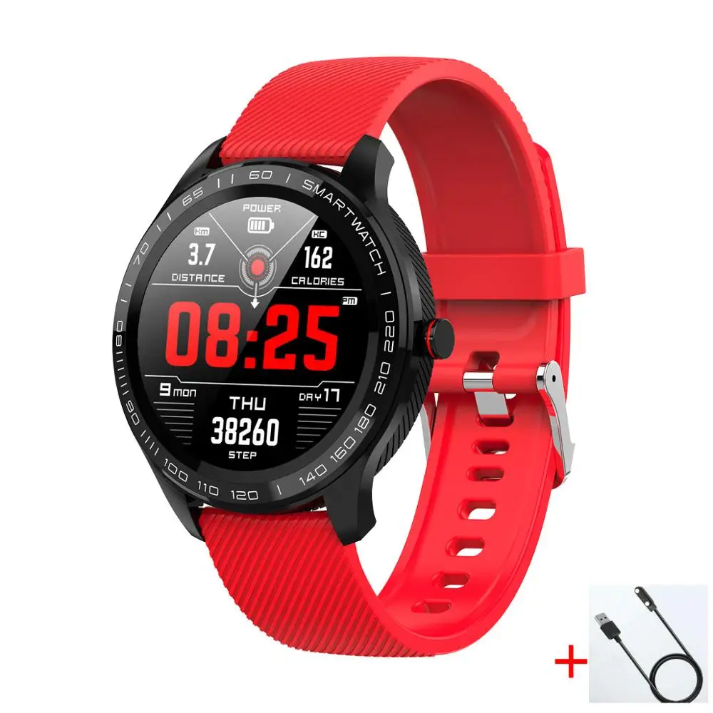 red silicon cable L9 ECG PPG Смарт-часы для мужчин спортивные Bluetooth умные часы с пульсом водонепроницаемый IP68 кровяное давление кислородная кожа часы для женщин - Цвет: red silicon cable