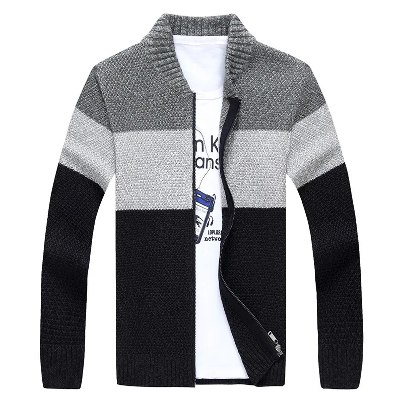 

Spring Autumn Men's Sweater Patchwork V-neck Knitting Thick Warm Stretchy Casual Personality Quality Male Cardigan