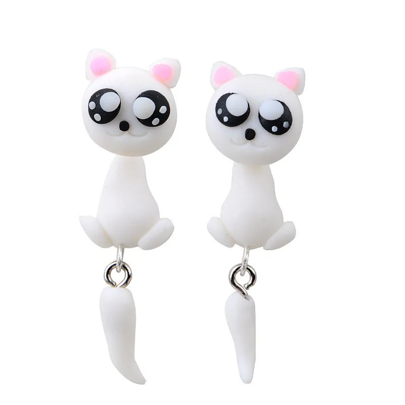 

Vinyl Handmade Cartoon 3D Polymer Clay Animal Earrings Cute Cat Stud Earring Ear Stud For Women Jewelry