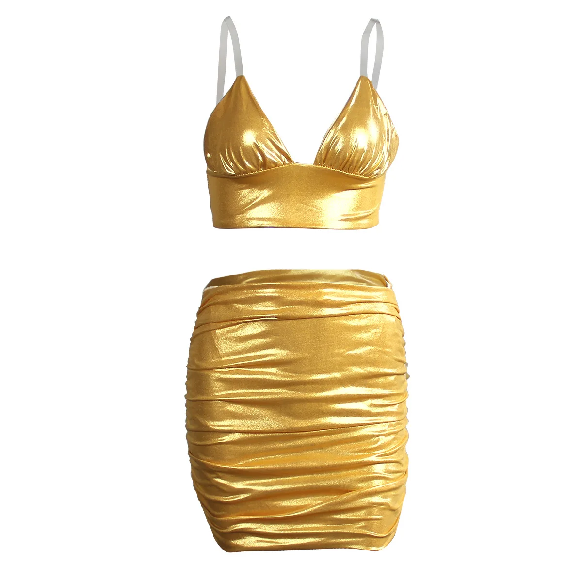 2020 пикантный облегающий плиссированный комплект из двух предметов вечернее