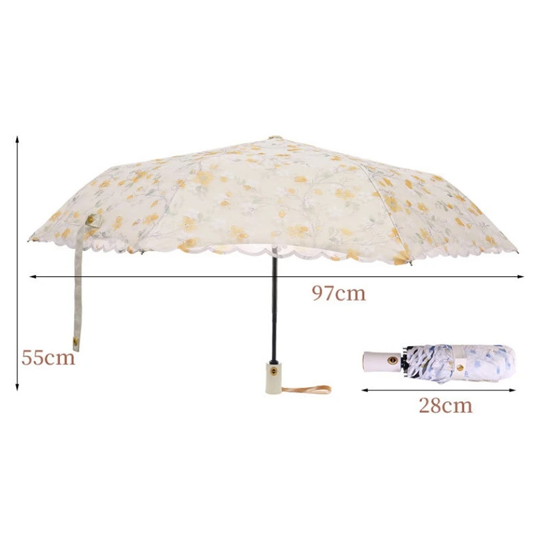 Полностью автоматический женский зонт складной двойной защита от УФ-лучей