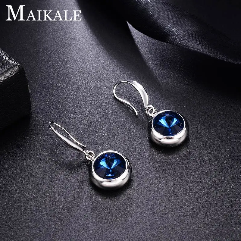 4 MAIKALE, дизайн, длинные серьги, индивидуальный круглый кристалл, модный, золотой, серебристый циркониевый, корейский стиль, серьги для женщин, подарок - Окраска металла: 4